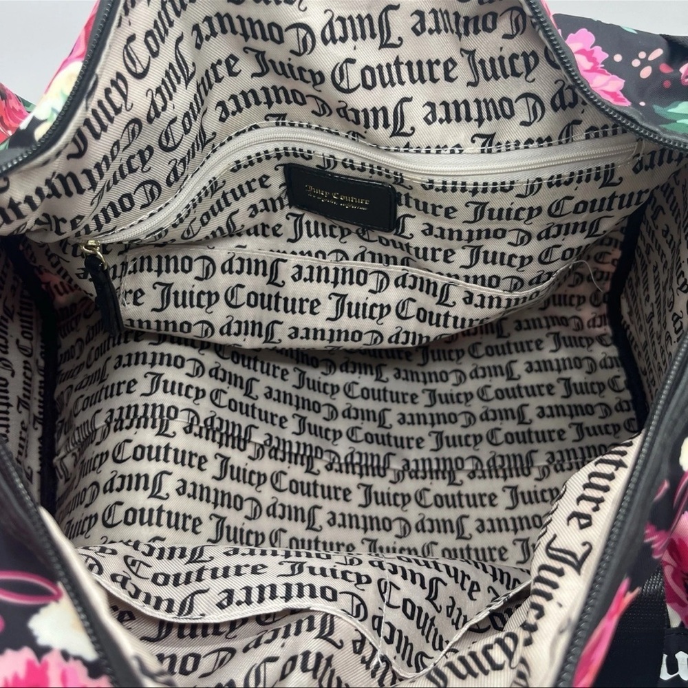 Juicy Couture Black and Pink Floral Travel Bag large duffle Cottagecore Y2K - Picture 7 of 13